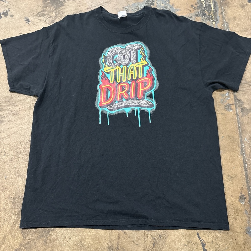 “Got That Drip”Black Graphic T-Shirt with Colorful Design Sz 2XL